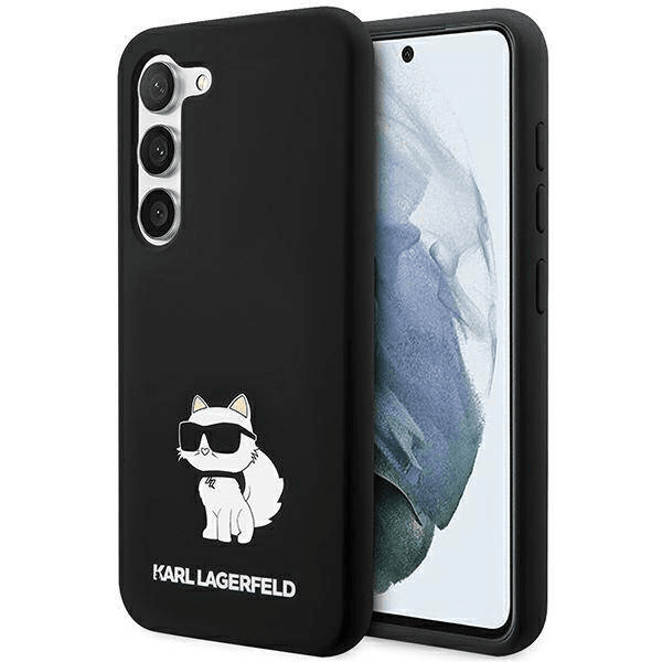 Originalen KARL LAGERFELD ovitek Samsung Galaxy S24 Plus 5G - IML NFT Choupette Body - črn silikonska zaščita - KLHCS24MSNCHBCK