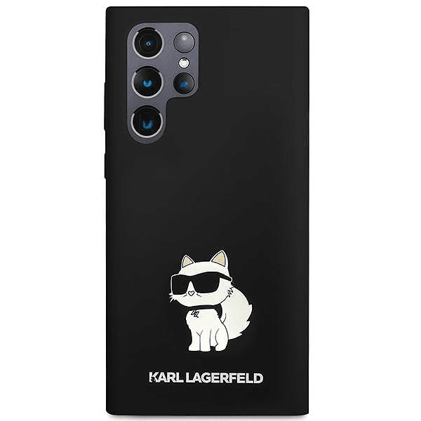 Originalen KARL LAGERFELD ovitek Samsung Galaxy S24 Ultra 5G - IML NFT Choupette Body - črn silikonska zaščita - KLHCS24LSNCHBCK