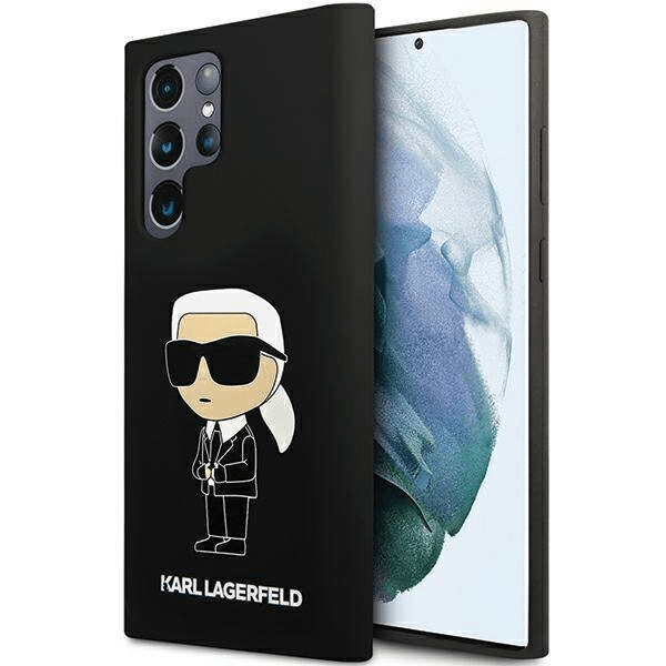 Originalen KARL LAGERFELD ovitek Samsung Galaxy S24 Ultra 5G - IML NFT Karls Full Body - črn silikonska zaščita - KLHCS24LSNIKBCK