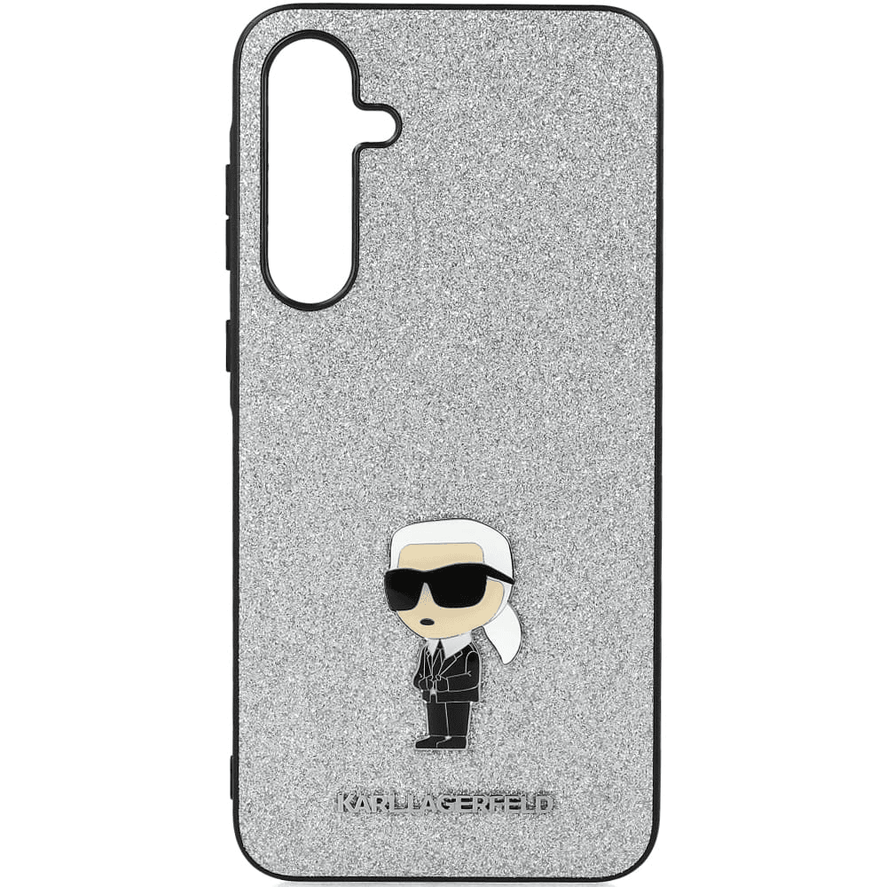 Originalen KARL LAGERFELD ovitek Samsung Galaxy A35 - Karl full body - srebrn ovitek z belščicami - KLHCSA35GCNPSG