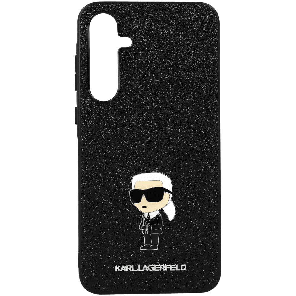 Originalen KARL LAGERFELD ovitek Samsung Galaxy A35 - Glitter IML NFT Iconic - črn ovitek z bleščicami - KLHCSA35GKNPSK