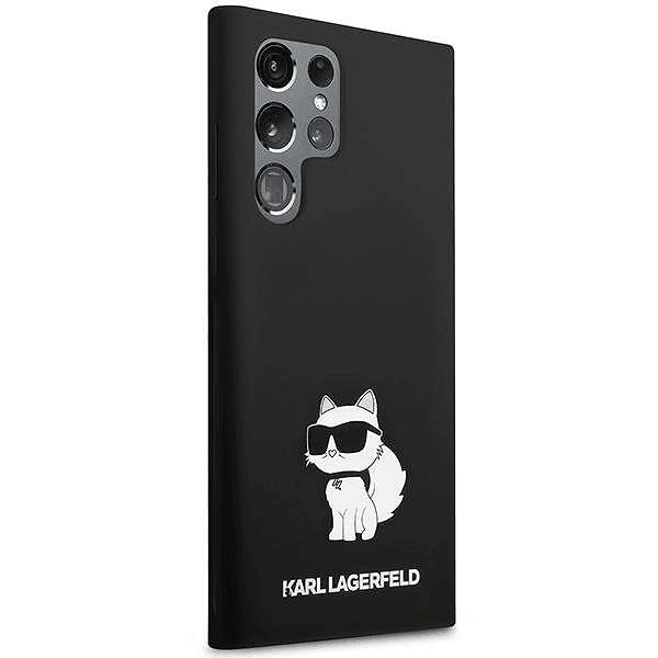 Originalen KARL LAGERFELD ovitek Samsung Galaxy S24 Ultra 5G - IML NFT Choupette Body - črn silikonska zaščita - KLHCS24LSNCHBCK