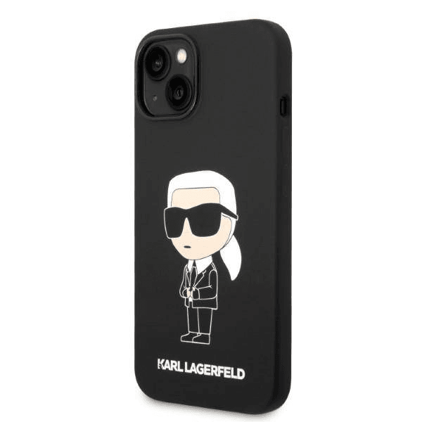 Originalen KARL LAGERFELD ovitek iPhone 14 Plus - IML NFT Karls Full Body - črn silikonska zaščita - KLHCP14MSNIKBCK