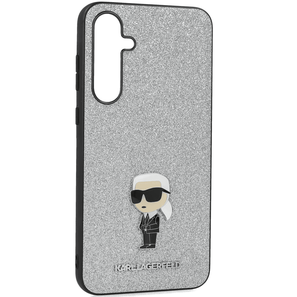 Originalen KARL LAGERFELD ovitek Samsung Galaxy A35 - Karl full body - srebrn ovitek z belščicami - KLHCSA35GCNPSG