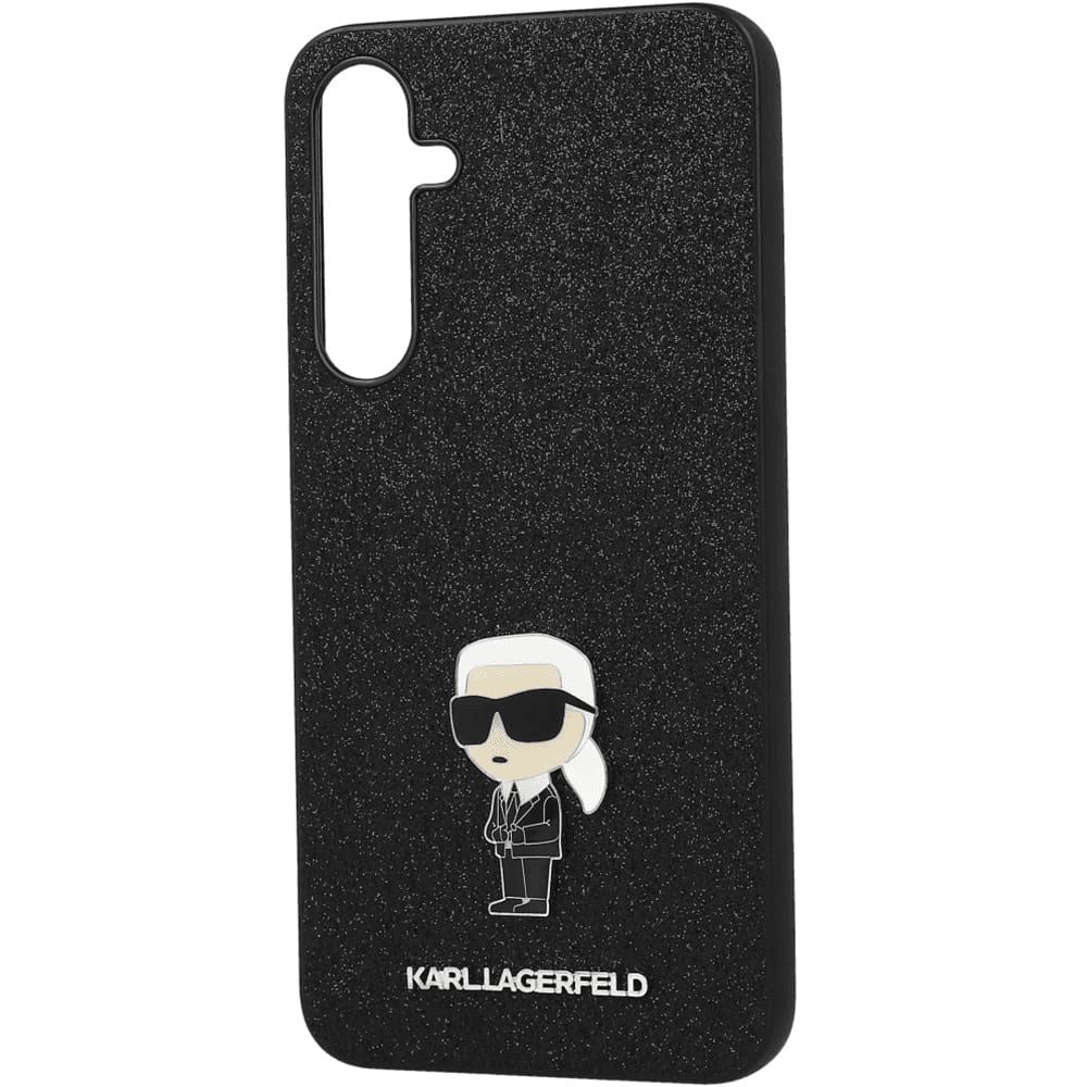 Originalen KARL LAGERFELD ovitek Samsung Galaxy A35 - Glitter IML NFT Iconic - črn ovitek z bleščicami - KLHCSA35GKNPSK