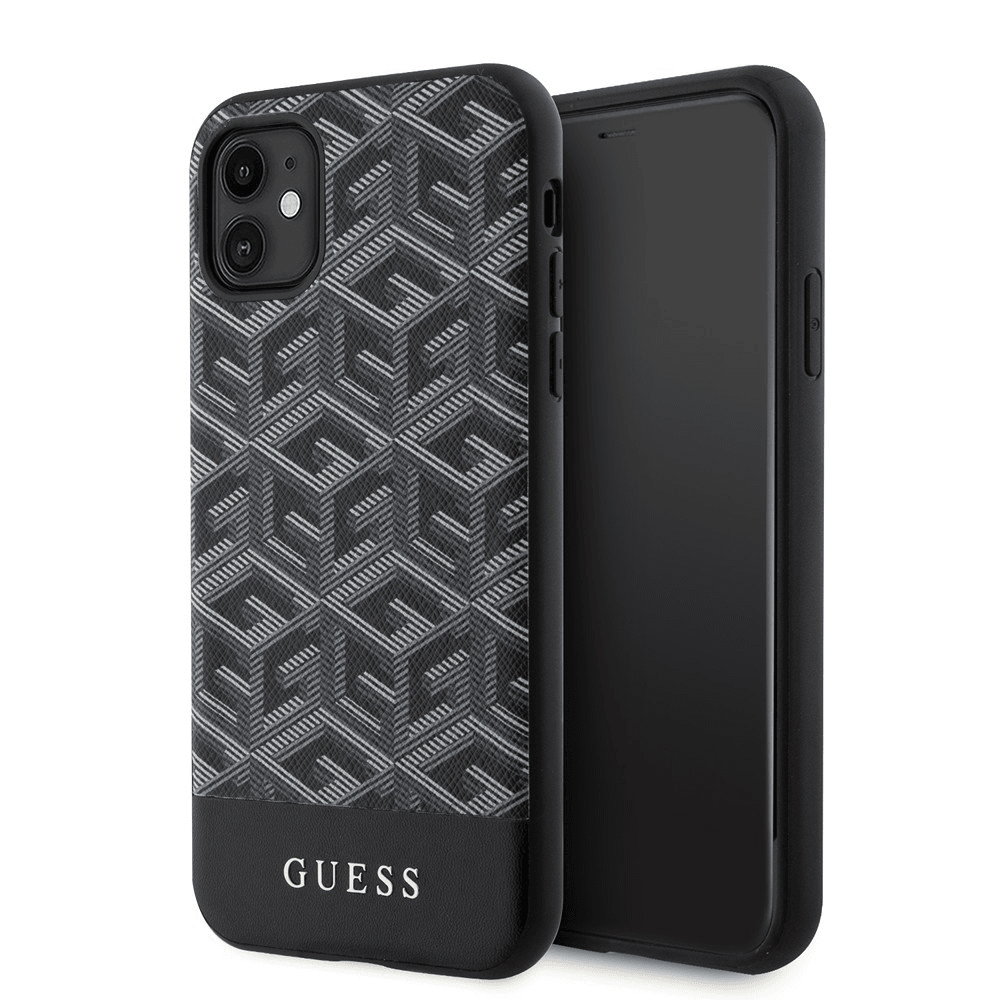 Originalni GUESS ovitek G-Cube GUHMN61HGCFSEK z Magsafe za iPhone 11 - črn