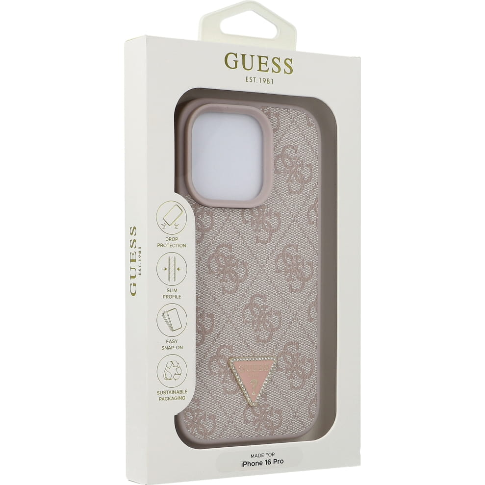 Originalni GUESS ovitek GUHCP16LP4TDPP za iPhone 16 Pro - Leather  - roza