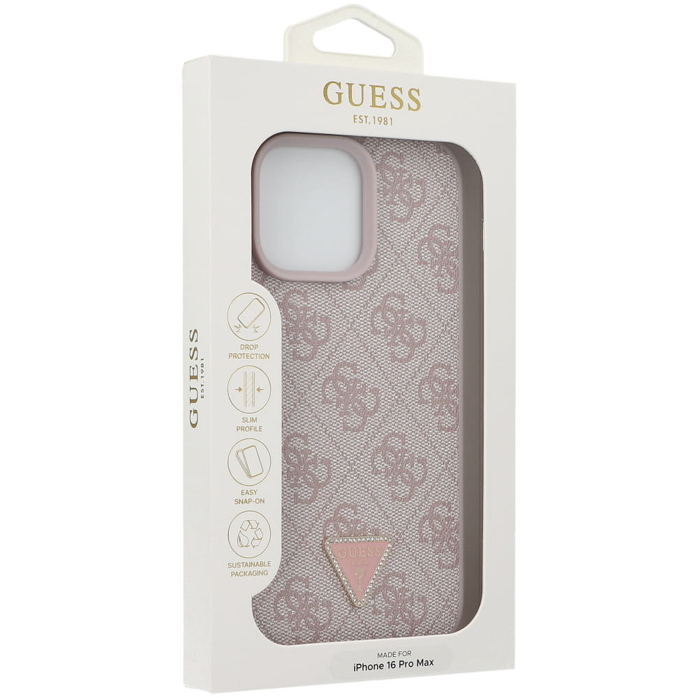 Originalni GUESS ovitek  GUHCP16XP4TDPP  za iPhone 16 Pro Max - Leather  - roza