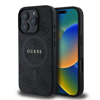 Originalni GUESS ovitek GUHMP16LG4GFRK za iPhone 16 Pro - MagSafe - PU Leather  - črn