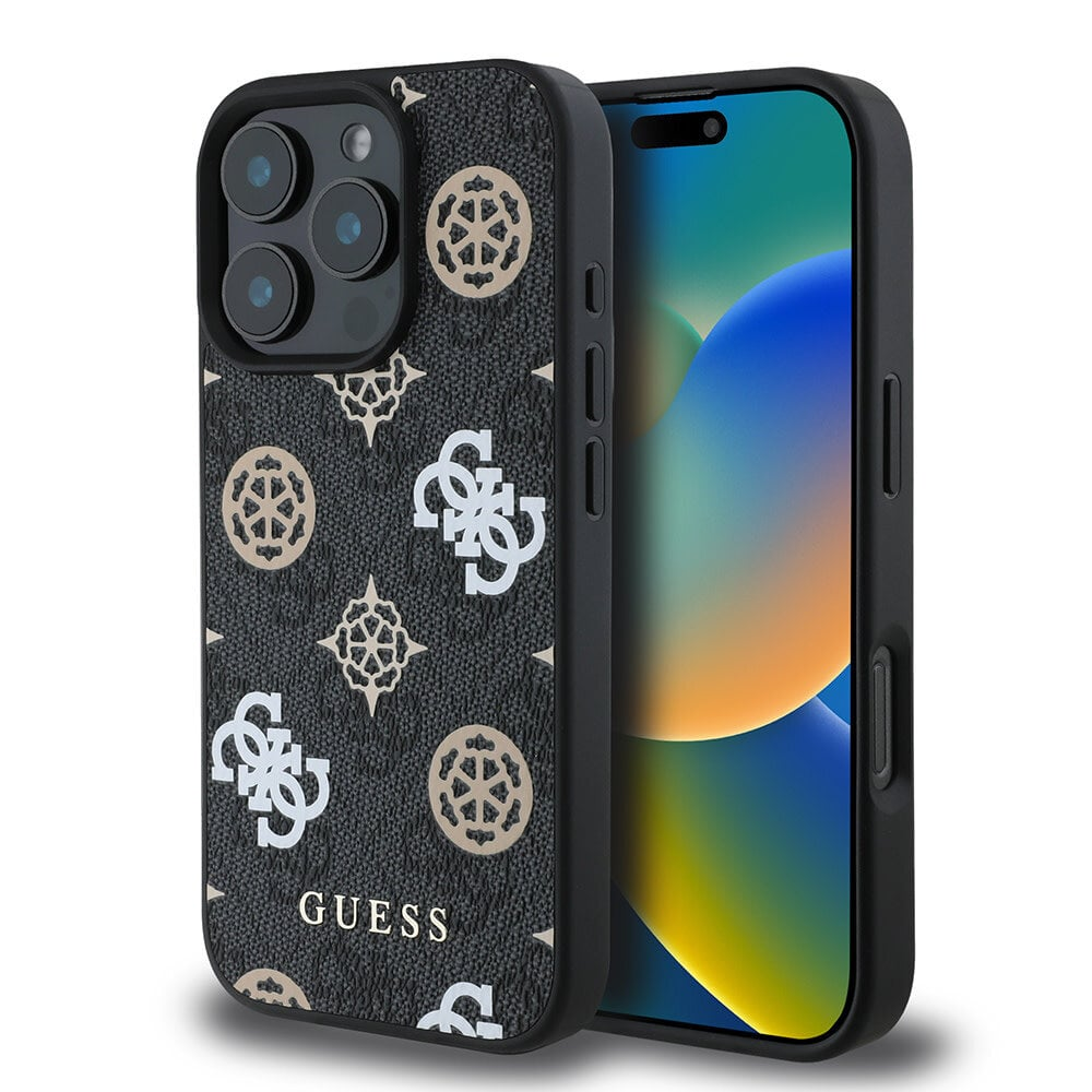 Originalni GUESS ovitek GUHMP16LP4PWPK za iPhone 16 Pro - MagSafe - Stamp - PU - črn