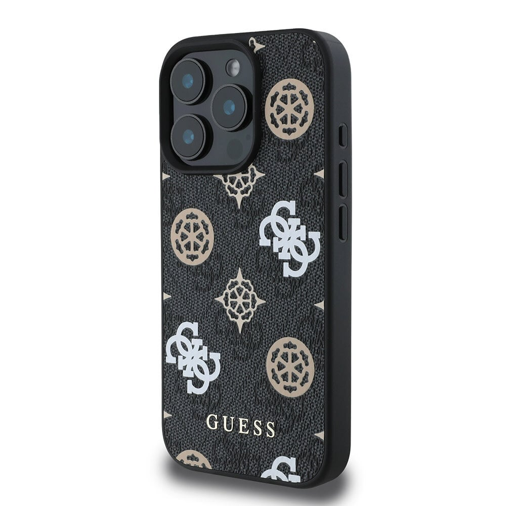 Originalni GUESS ovitek GUHMP16LP4PWPK za iPhone 16 Pro - MagSafe - Stamp - PU - črn