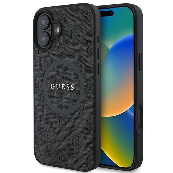 Originalni GUESS ovitek GUHMP16SPSAPSMEK za iPhone 16 - MagSafe - Saffiano - črn