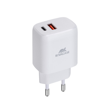 RIVACASE adapter PS4192 W00 hišni polnilec 220V Quick Charge 20W vhod USB A in Type C PD 3.0 - Original (EU Blister) bel