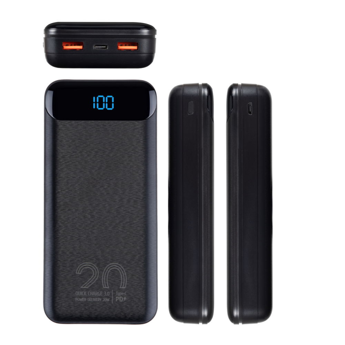 RIVACASE zunanja baterija powerbank 20.000 mAh VA2580 Quick Charge / PD 20W z LCD-jem črn