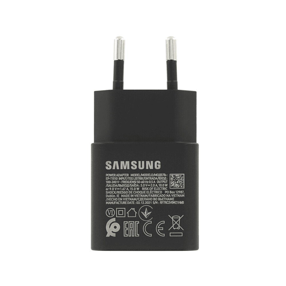 Samsung hišni polnilec adapter Fast Charge EP-T1510XBE Type-C 15W PD črn - original - bulk