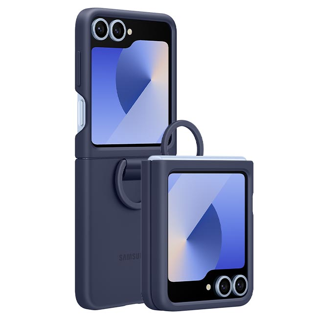 Samsung original Indigo Silicon Case with Ring ovitek EF-PF741TNE za Samsung Galaxy Z Flip 6 - temno moder