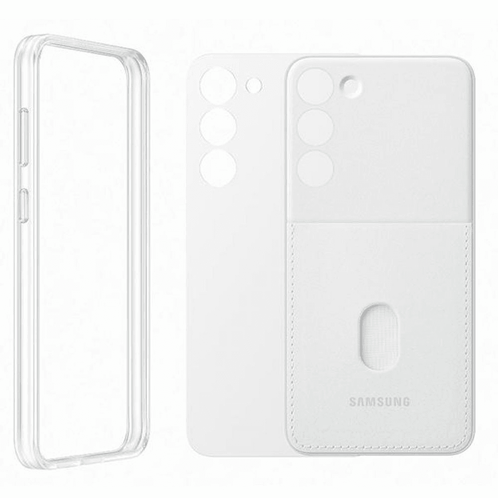 SAMSUNG original ovitel Frame Cover EF-MS916CTE za Samsung Galaxy S23 Plus 5G - prozoren bumper s steklom zadaj ali za kartico