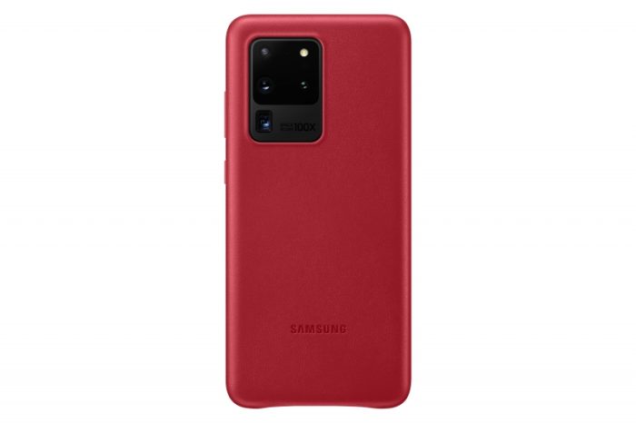 SAMSUNG original usnjen ovitek EF-VG988LRE za SAMSUNG Galaxy S20 Ultra - zaščita zadnjega dela - rdeč