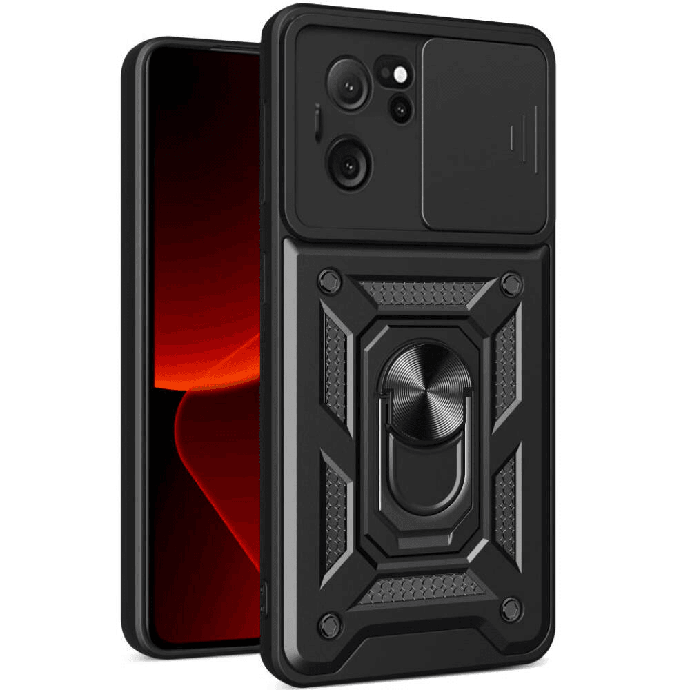 Silikonski ovitek Armor Ring z zaščito kamere za Xiaomi Redmi Note 12 4G - črn