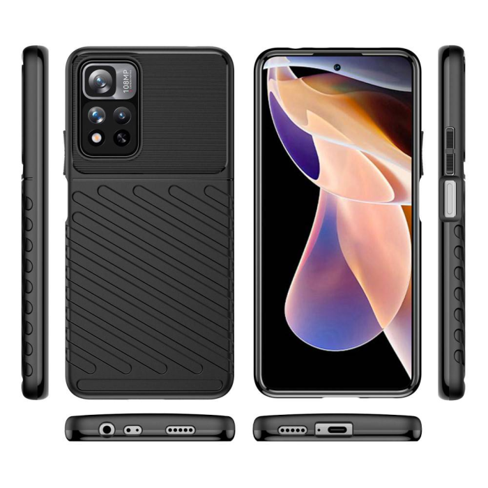 Silikonski ovitek Thunder Armor za Xiaomi Redmi Note 11 5G - črn