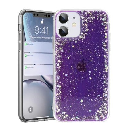 Silikonski ovitek z bleščicami SPARKLE za iPhone 12 / 12 Pro - vijola