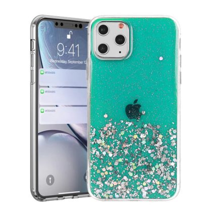 Silikonski ovitek z bleščicami SPARKLE za iPhone 13 Mini - zelen