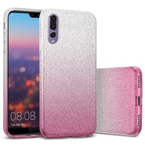 Silikonski ovitek z bleščicami Bling 2v1 za Huawei P40 Pro - srebrno pink