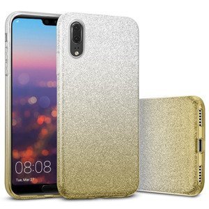 Silikonski ovitek z bleščicami Bling 2v1 za Huawei P20 - srebrno zlat