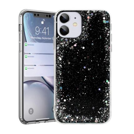 Silikonski ovitek z bleščicami SPARKLE za Samsung Galaxy A02s A025 - črn