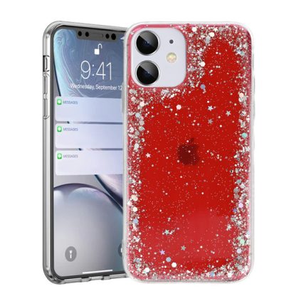 Silikonski ovitek z bleščicami SPARKLE za Samsung Galaxy A02s A025 - rdeč