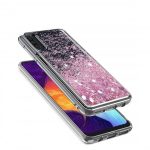 Silikonski ovitek za Samsung Galaxy A40 A405 prozoren s pink bleščicami