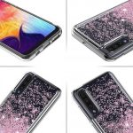 Silikonski ovitek za Samsung Galaxy A40 A405 prozoren s pink bleščicami