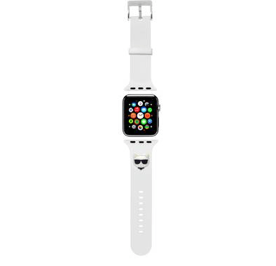 Karl Lagerfeld silikonski pašček za uro za Apple Watch 42 / 44 / 45 mm - Choupettes Head - bel - KLAWLSLCW