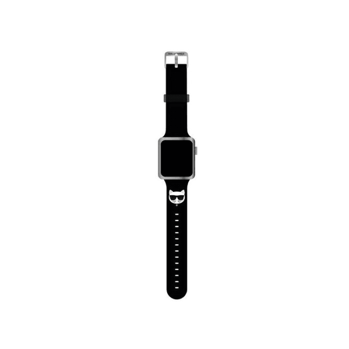 Karl Lagerfeld silikonski pašček za uro Apple Watch 42 / 44 / 45 mm - Choupettes Head črn - KLAWLSLCK