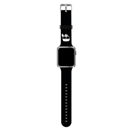 Karl Lagerfeld silikonski pašček za uro Apple Watch 38 / 40 mm - Karls Head - črn - KLAWMSLKK