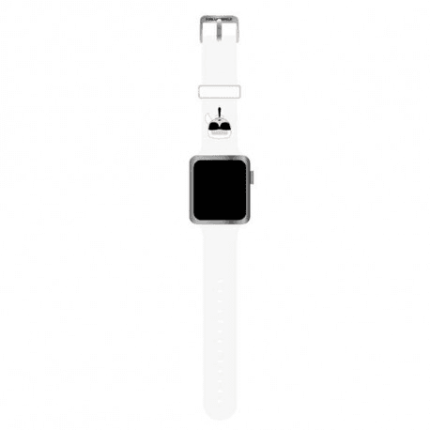 Karl Lagerfeld  silikonski pašček za uro za Apple Watch 38 / 40 mm - Karls Head - bel - KLAWMSLKW