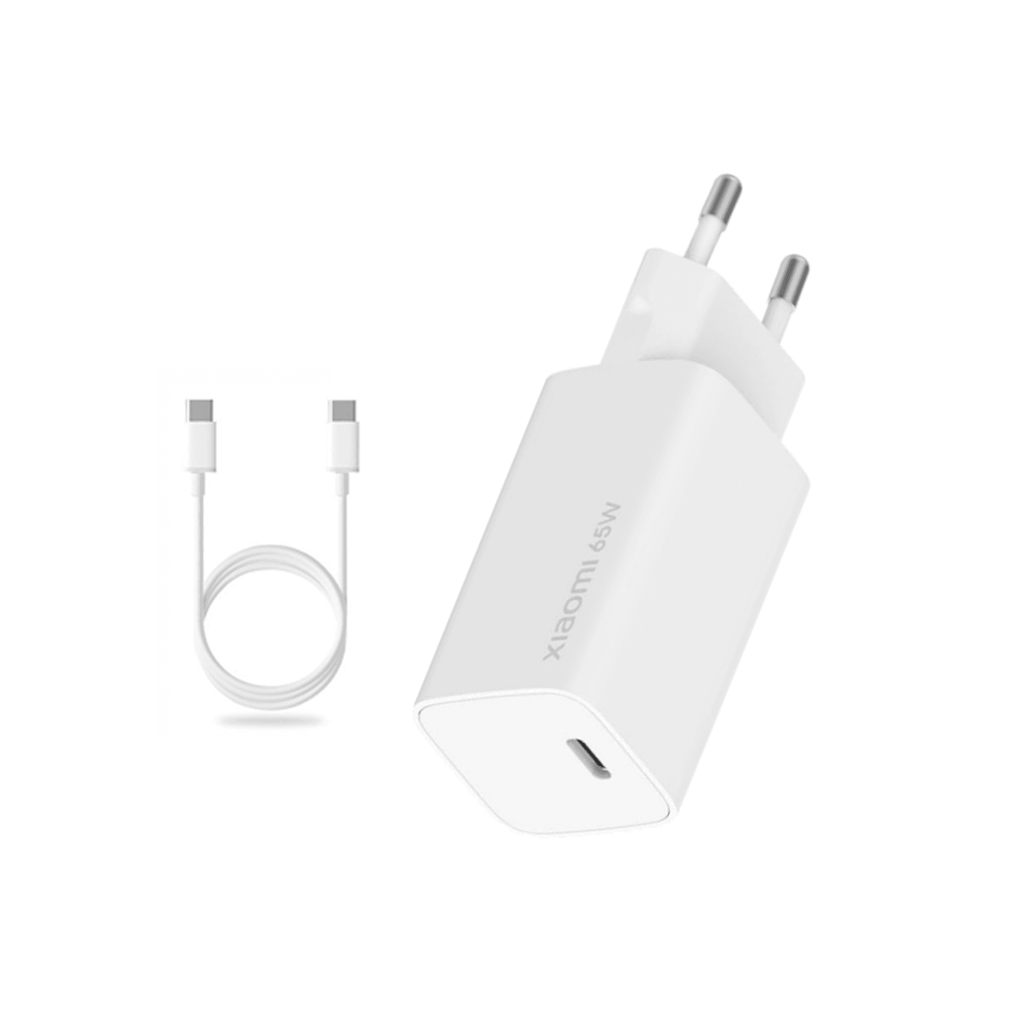 Xiaomi adapter BHR5515GL hišni polnilec 220V Quick Charge GunFast 65W vhod 2x Type C in USB A s kablom Type C - Original (EU Blister) bel